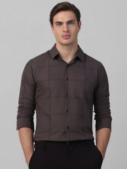 Mufti - Men Grey Checks Slim Fit Shirt