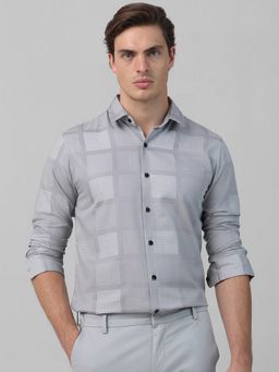 Mufti - Men Grey Checks Slim Fit Shirt