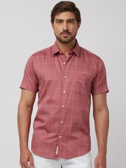 Mufti - Men Pink Checks Slim Fit Shirt