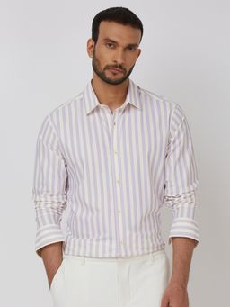 Mufti - Men Purple Stripes Slim Fit Shirt
