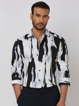 Mufti - Men White Abstract Slim Fit Shirt