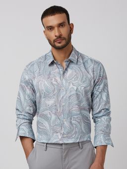 Mufti - Men Grey Paisley Slim Fit Shirt