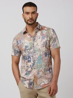 Mufti - Men Multi-Color Abstract Slim Fit Shirt