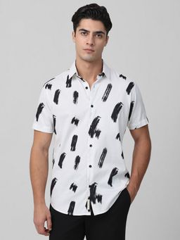 Mufti - Men White Abstract Slim Fit Shirt