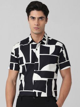 Mufti - Men Black Abstract Slim Fit Shirt