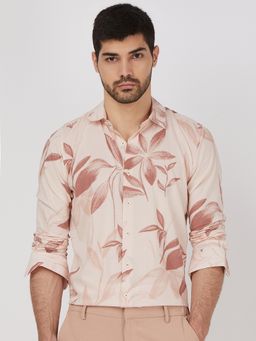 Mufti - Men Pink Floral Slim Fit Shirt