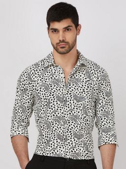 Mufti - Men White Abstract Slim Fit Shirt