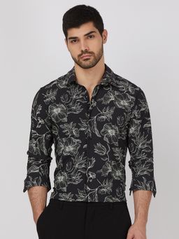 Mufti - Men Black Floral Slim Fit Shirt