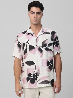 Mufti - Men Off White Floral Relaxed Fit Shirt