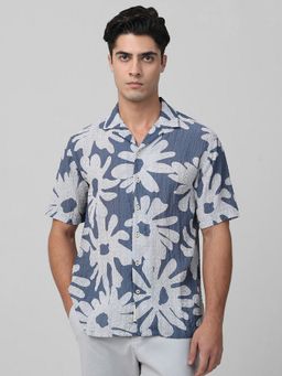 Mufti - Men Blue Abstract Relaxed Fit Shirt