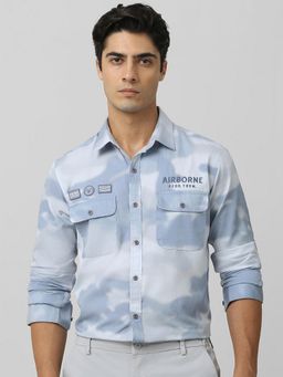 Mufti - Men Blue Tie & Dye Relaxed Fit Shirt