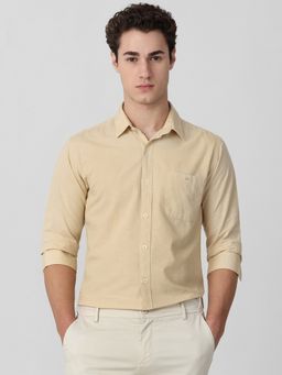 Mufti - Men Beige Solid Slim Fit Shirt