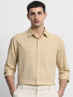 Mufti - Men Beige Solid Slim Fit Shirt