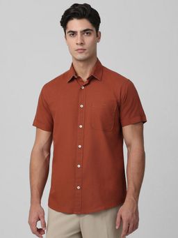 Mufti - Men Rust Solid Slim Fit Shirt