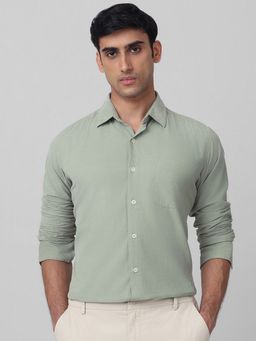 Mufti - Men Green Textured Slim Fit Shirt