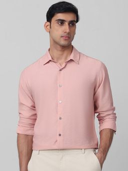 Mufti - Men Pink Textured Slim Fit Shirt