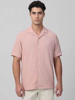 Mufti - Men Pink Textured Relaxed Fit Shirt