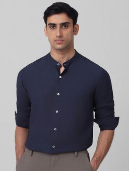 Mufti - Men Navy Blue Solid Slim Fit Shirt