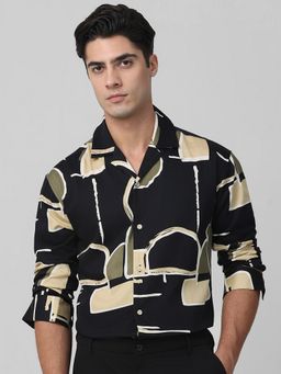 Mufti - Men Black Abstract Relaxed Fit Shirt