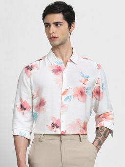 Mufti - Men White Floral Slim Fit Shirt