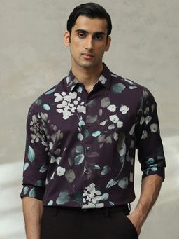 Mufti - Men Maroon Floral Slim Fit Shirt
