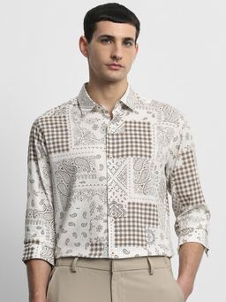 Mufti - Men White Paisley Slim Fit Shirt