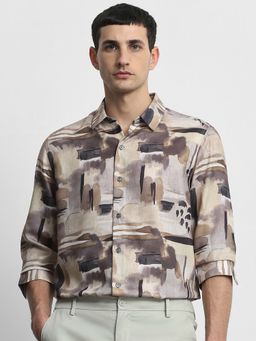 Mufti - Men Multi-Color Abstract Slim Fit Shirt