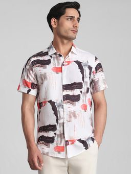 Mufti - Men White Abstract Slim Fit Shirt