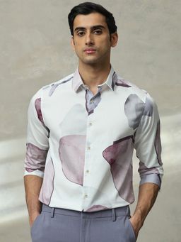 Mufti - Men White Abstract Slim Fit Shirt
