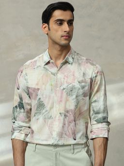 Mufti - Men Pink Abstract Slim Fit Shirt