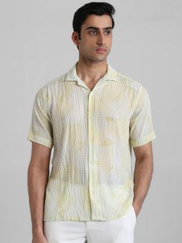 Mufti - Men Yellow Tie & Dye Relaxed Fit Shirt