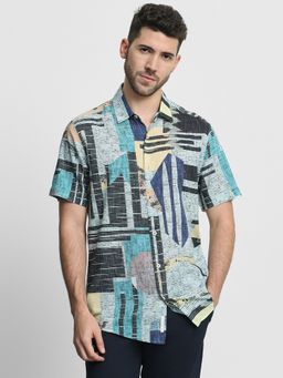 Mufti - Men Multi-Color Abstract Slim Fit Shirt