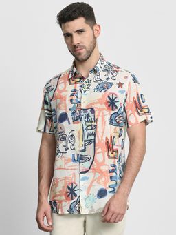 Mufti - Men Multi-Color Abstract Slim Fit Shirt