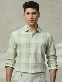 Mufti - Men Green Checks Slim Fit Shirt
