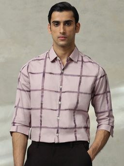Mufti - Men Lavender Checks Slim Fit Shirt