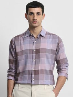 Mufti - Men Purple Checks Slim Fit Shirt