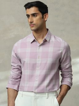 Mufti - Men Lavender Checks Slim Fit Shirt