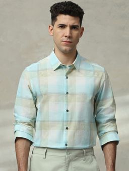Mufti - Men Blue Checks Slim Fit Shirt