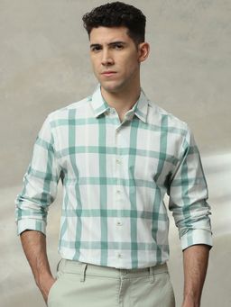 Mufti - Men Green Checks Slim Fit Shirt