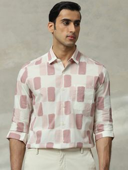 Mufti - Men Off White Abstract Slim Fit Shirt