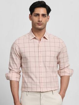 Mufti - Men Pink Checks Slim Fit Shirt