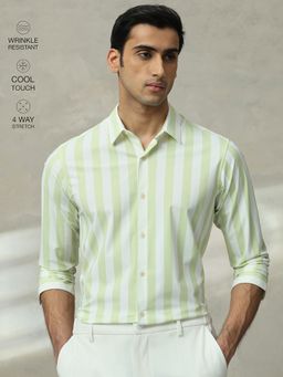 Mufti - Men Green Stripes Slim Fit Shirt