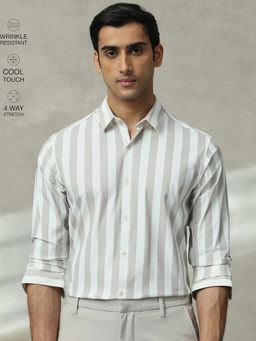 Mufti - Men Grey Stripes Slim Fit Shirt