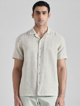 Mufti - Men Off White Stripes Relaxed Fit Shirt