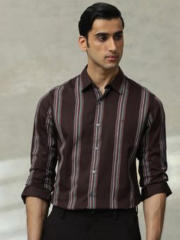 Mufti - Men Brown Stripes Slim Fit Shirt