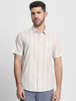 Mufti - Men Lavender Stripes Slim Fit Shirt