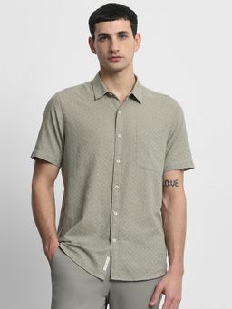 Mufti - Men Grey Geometric Slim Fit Shirt