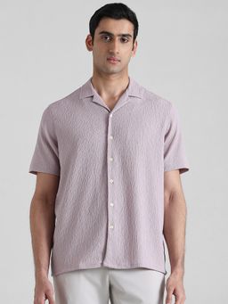 Mufti - Men Purple Textured Slim Fit Shirt