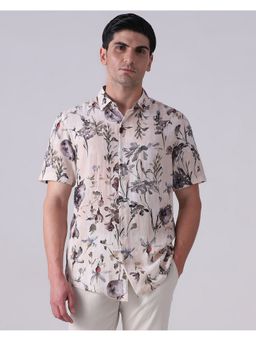 Mufti - Men Off White Floral Slim Fit Shirt