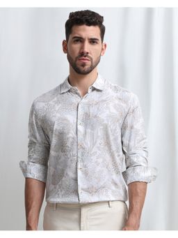 Mufti - Men Beige Floral Slim Fit Shirt